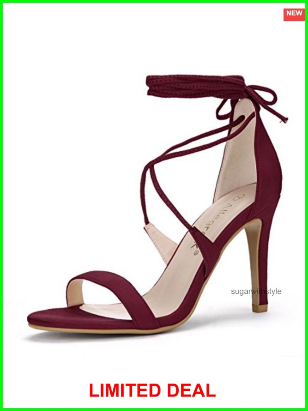 Faux Suede Stiletto Heeled Sandals Lace-Up Ankle Wrap Open Toe Office Party